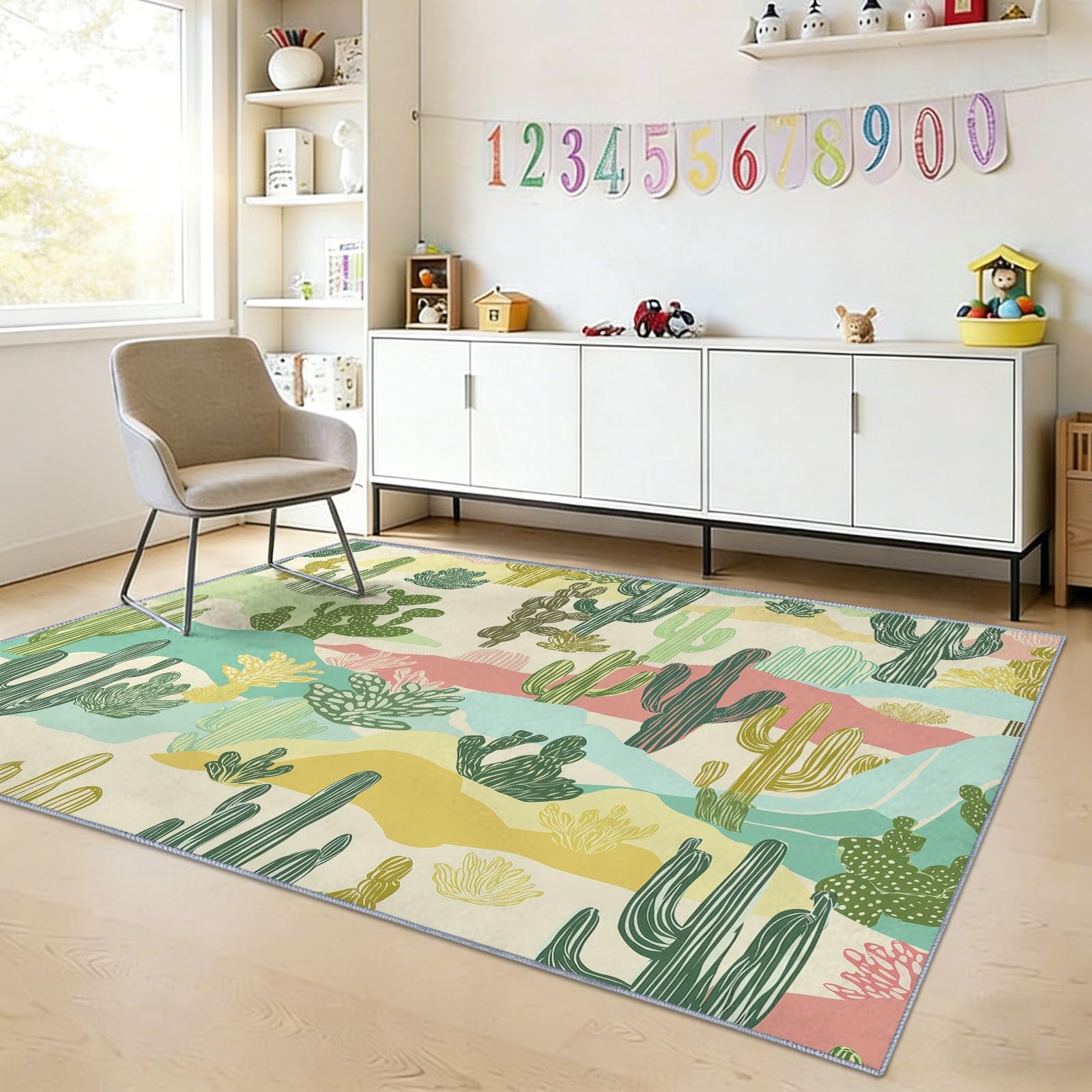 Tapis de Salon Bohème Vert Sauge 180 x 240 cm Tapis Grand Format Lavable