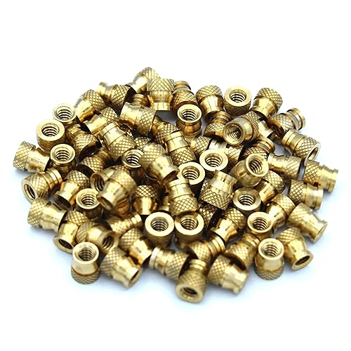 Miniatura 2 de J&J Products - Inserto de latón IUB-632, 6-32 cónico, rosca pasante, diámetro exterior de 0.23 pulgadas, longitud de 0.23 pulgadas, inserciones de