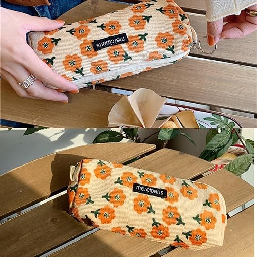 Miniatura 5 de KSMMA Bolsa de maquillaje para mujer, bolsa de cosméticos de pana y bolsa para lápices, juego de 2 piezas, organizador de cosméticos de moda, bolsa