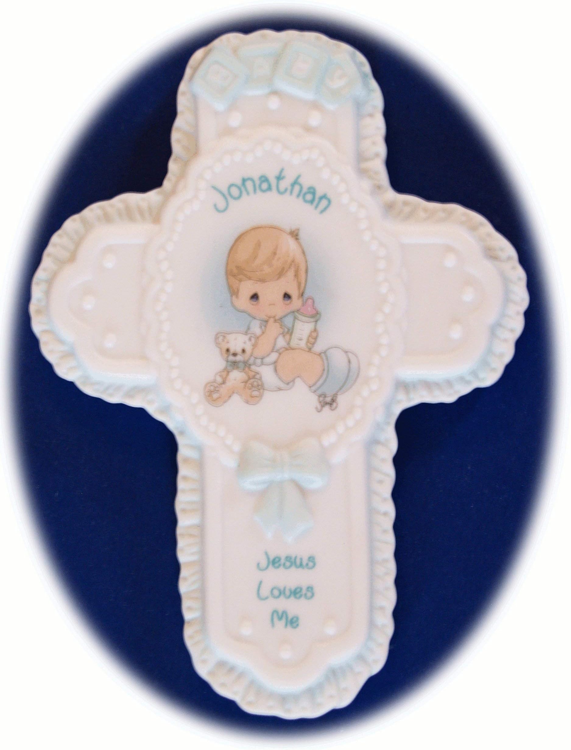 Jesus Loves Me Personalized "Jonathan" Porcelain Wall Cross