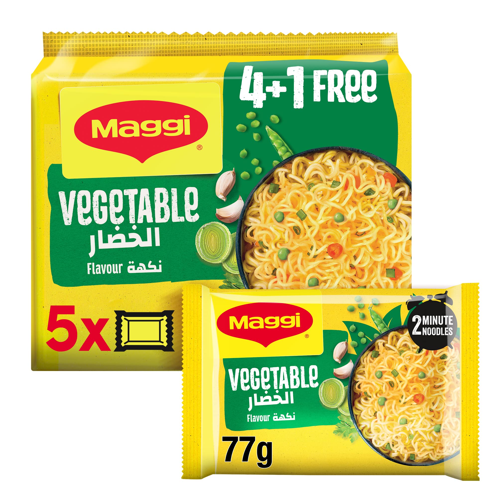 Maggi 2 Minutes Vegetable Noodles 77g x 5 (4+1 Free)