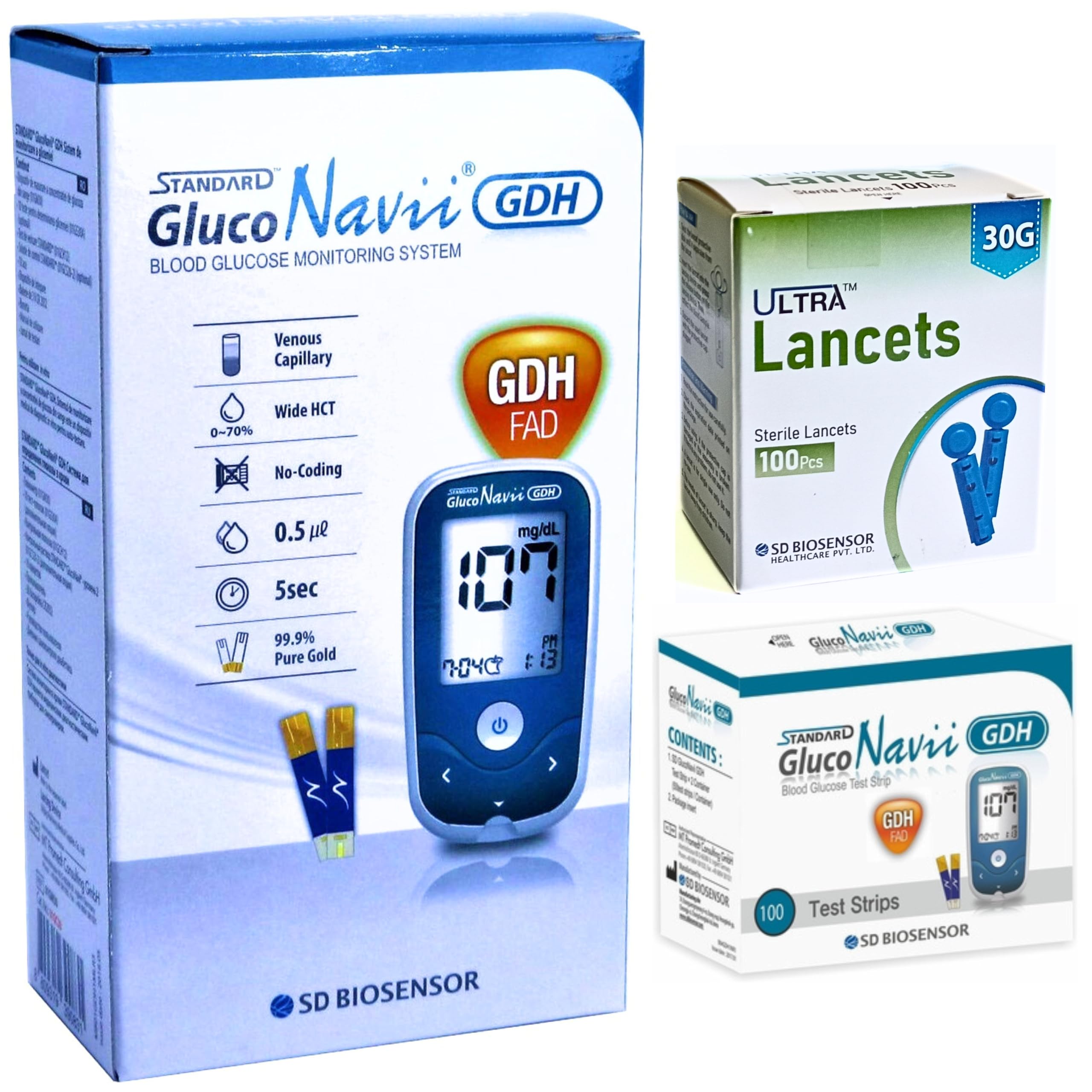 Standard GlucoNavii GDH Blood Sugar Monitor - Complete Diabetes Testing Kit with Glucose Monitor, 100 Test Strips, 100 Round Lancets & Case - Code-Free Blood Glucose Monitors for Accurate Diabetic Monitoring (GlucoNavii mmol/L + 100 (RL + Strips))-image-6