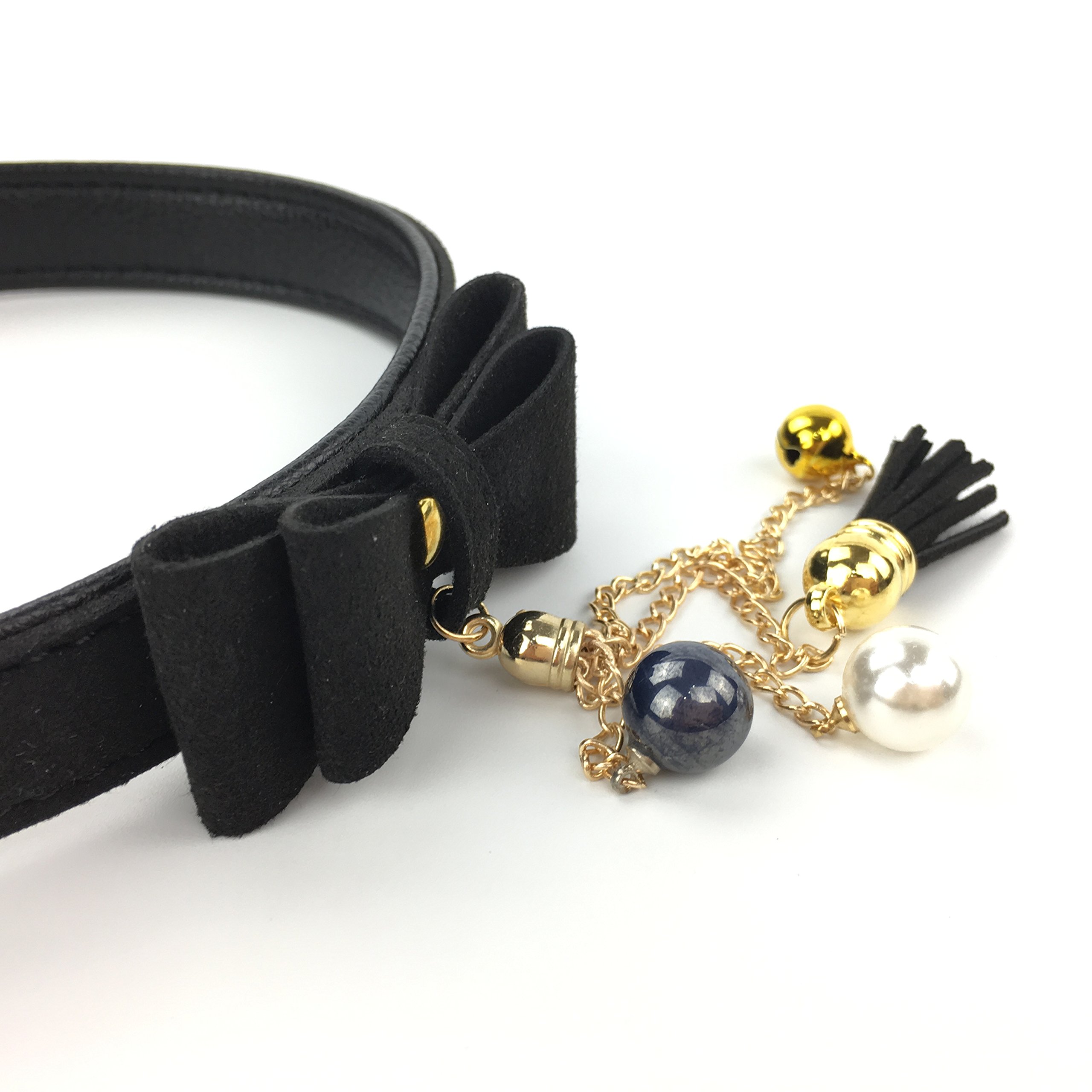 Bell Choker Collar Necklace Lolita Bow Collar Cat Kitty Velvet Necklace: B