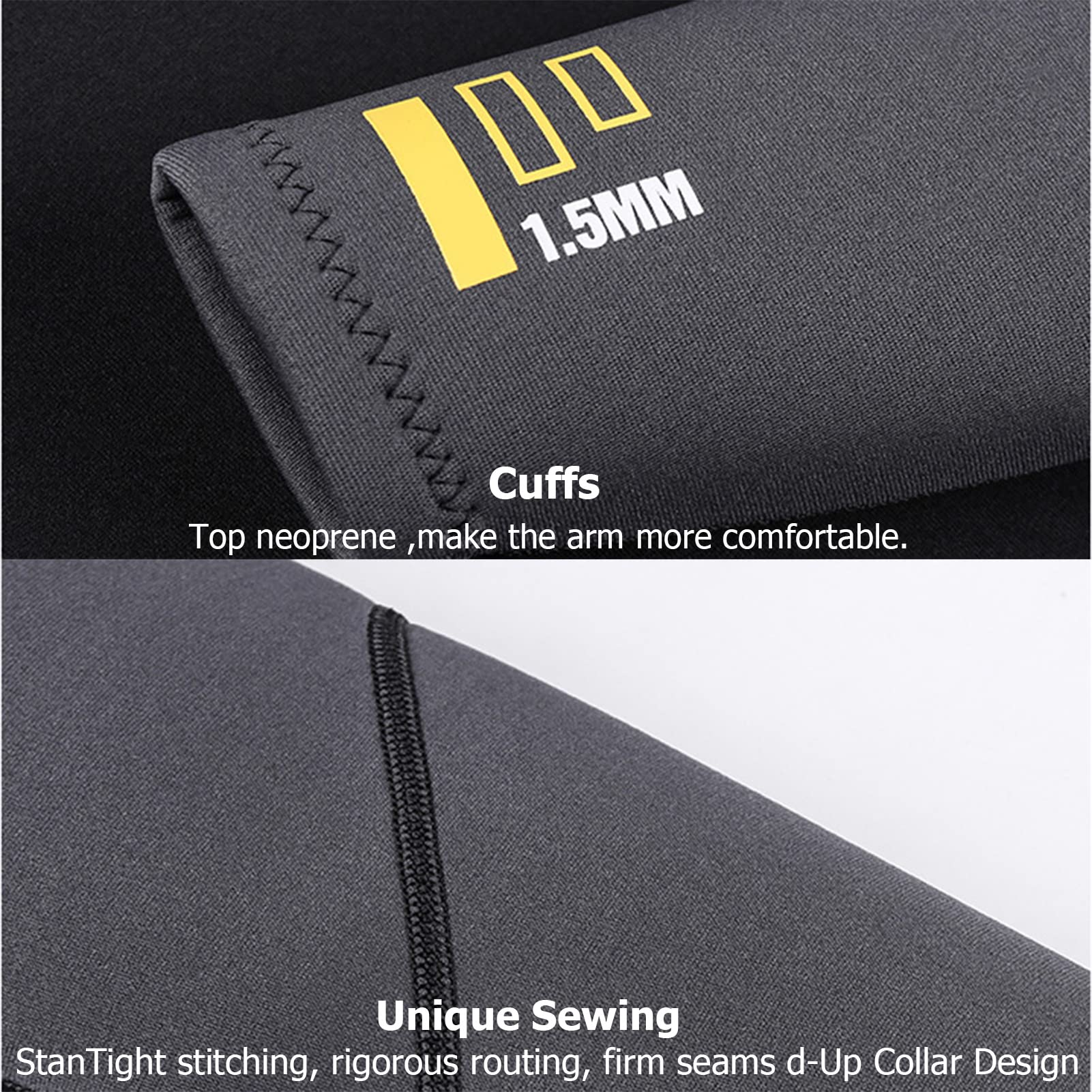 Hombres Trajes De 1.5mm Neopreno Top, con Cremallera Frontal, Manga Larga,Traje De Buceo De Manga Larga Traje De Buceo para Natación, Esnórquel