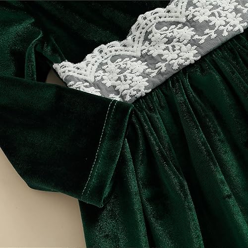 Miniatura 5 de Vestido de Navidad para bebés y niñas pequeñas terciopelo de manga larga para niños vestido de fiesta de princesa de encaje ropa de otoño