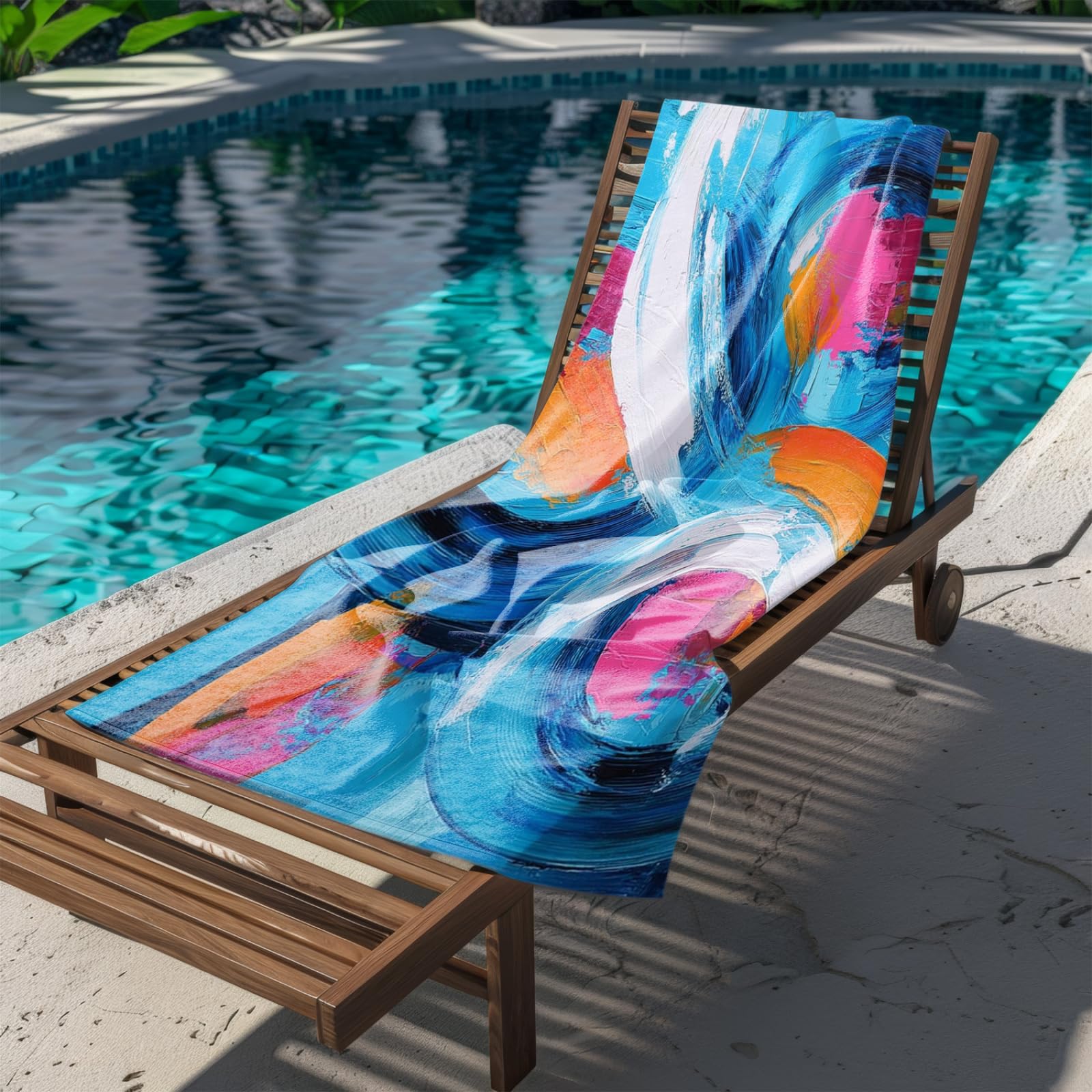 Genérico Toalla Playa Grande Abstracto Azul Naranja Microfibra Secado Rápido Oversize Toalla Sin Arena Súper Ligera Piscina Camping Picnic Yoga Gimnasio Y Deportes Viaje