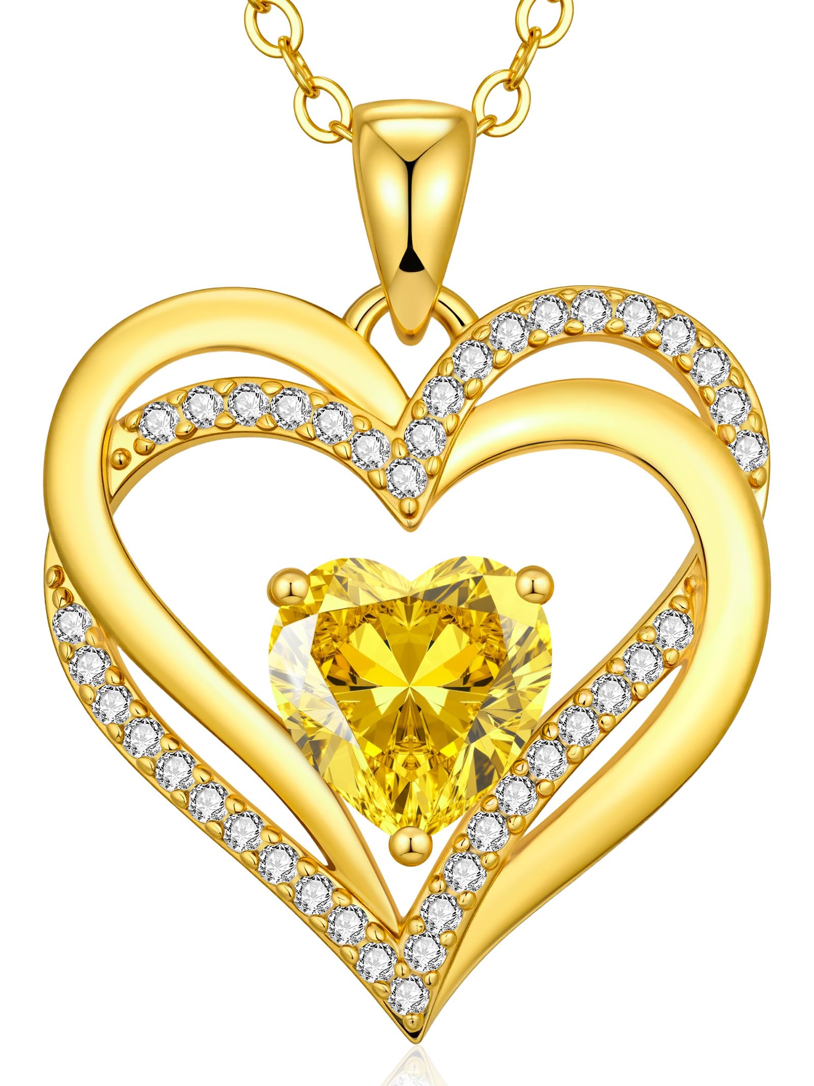 CDE Kette Damen Herzkette 925 Sterling Silber Geburtsstein Halsketten Schmuck Herz Anhänger Weihnachten Valentinstag Muttertags Geschenk Hochzeit Jubiläum Geburtstag Frau Freundin Mama