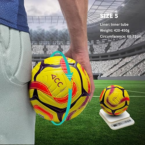 Miniatura 4 de Balón de fútbol tamaño 5 con bomba, piel sintética impermeable, entrenamiento profesional y pelota oficial de partido, incluye aguja de inflado y