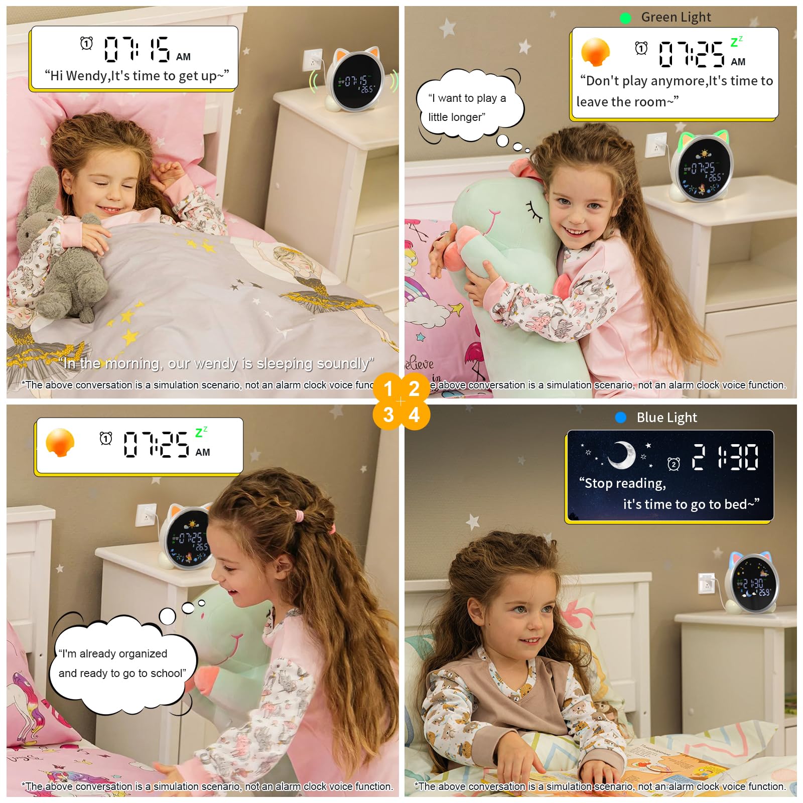 ANALOI Reloj despertador para niños, reloj OK to Wake para niños, reloj para permanecer en la cama y entrenamiento de sueño, temporizador de siesta, detección de temperatura, bonita decoración de
