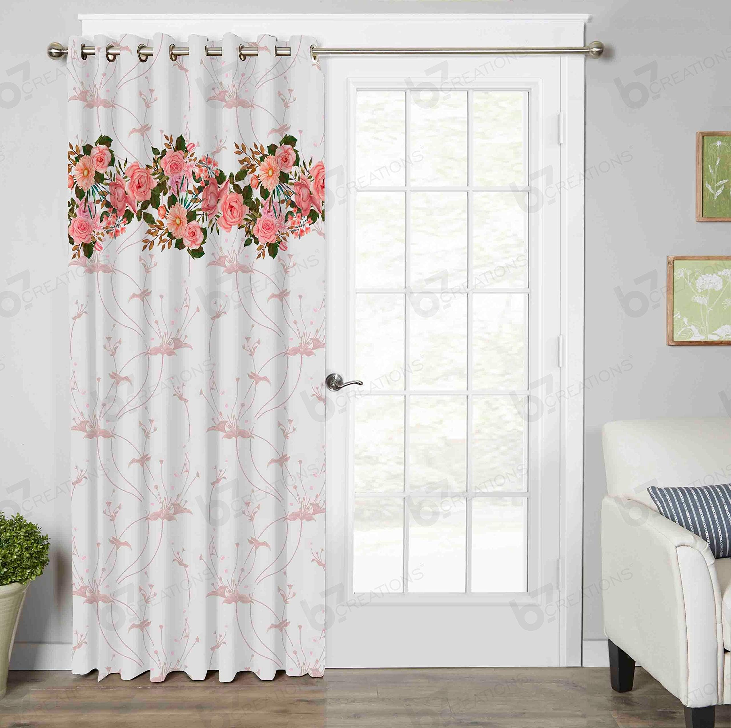 b7 CREATIONS Polyester Canvas Matte Floral Digital Printed Curtain for Door (4 x 7ft, Multicolour)