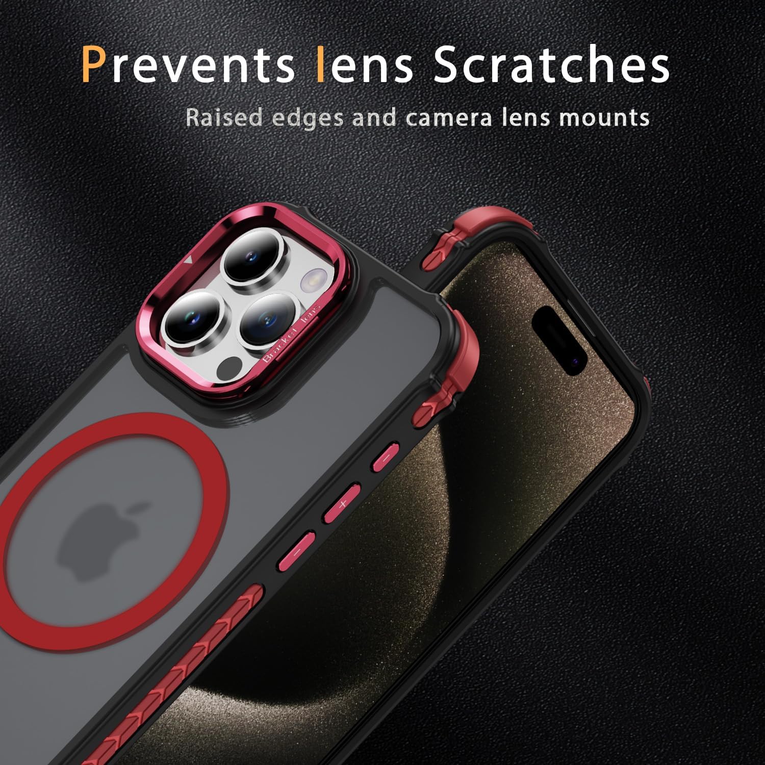 i Phone 15 Pro Case, Magnetic for iPhone 15 Pro Case, Compatible with MagSafe Wireless Charging, Heavy Duty, Shockproof, Adjustable Kickstand, Slim Matte Anti-Fingerprint Red.