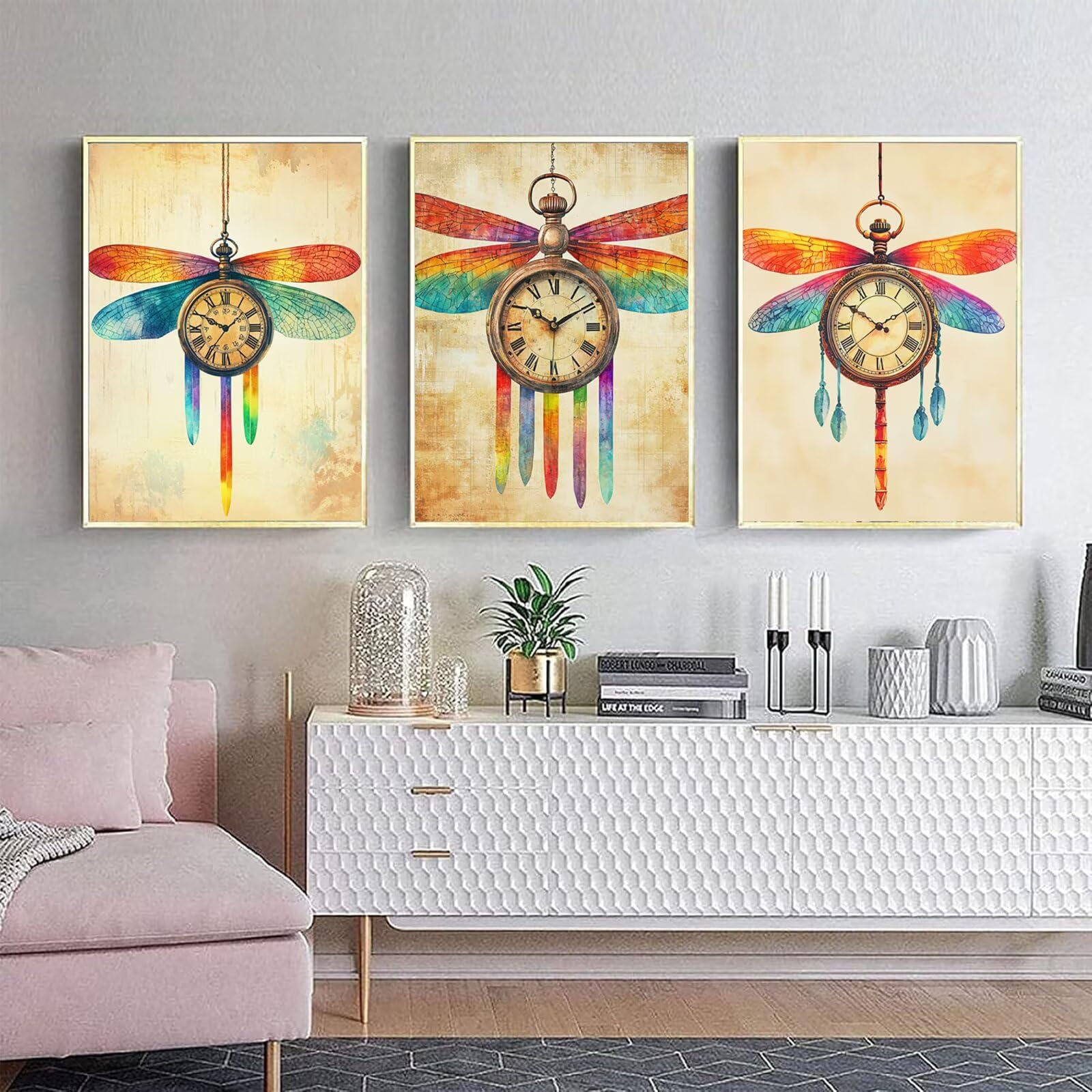 Generico Cnyaunfi 3 Pezzi Beige Pittura Diamante Fai-Da-Te, 5D Giallo Diamond Painting Kit Completo per Hobby Creativi Adulti, Per La Decorazione Della Parete Di Casa 70x90cm YF-3566