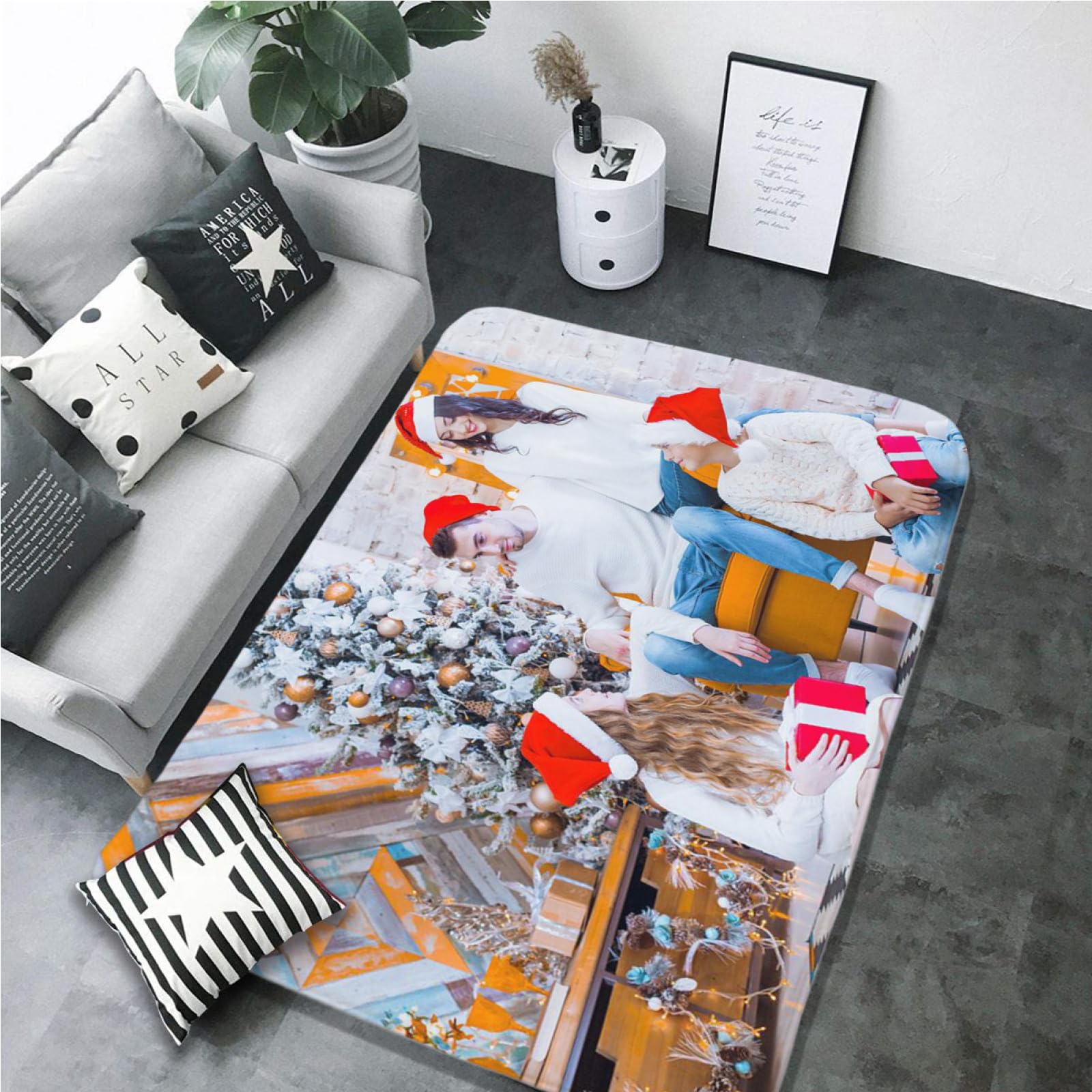 Tapis personnalisé, antidérapant, lavable, pour chambre à coucher, salon, bureau, jardin, balcon, 48x72in (120x180cm), Noir, Décontracté, Espace