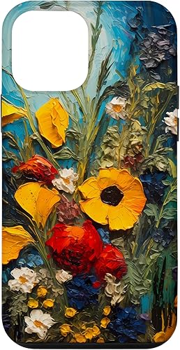 iPhone 12 mini flores silvestres italianas de verano en estilo de pintura al óleo, caja de flores sil