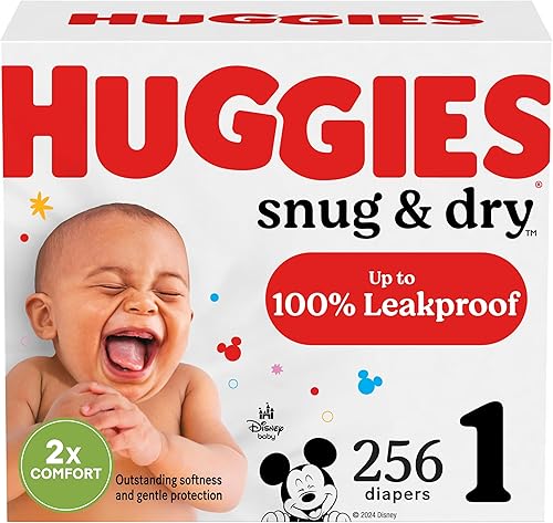 Pañales para bebé, talla 1 (8-14 libras), 256 unidades, pañales Huggies Snug & Dry para recién nacidos