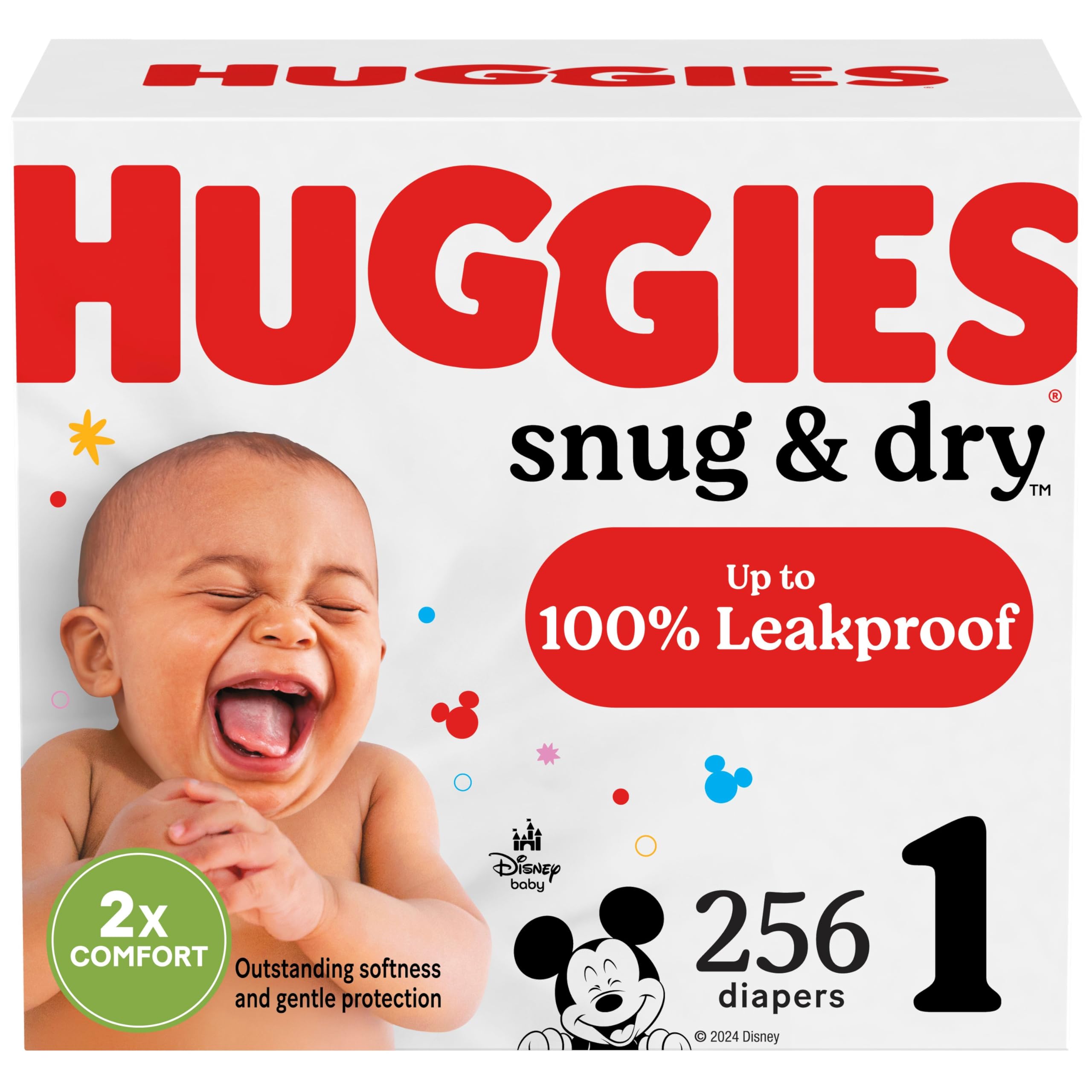 Size 1 Diapers, Snug & Dry Newborn Diapers, Size 1 (8-14 lbs), 256 Count
