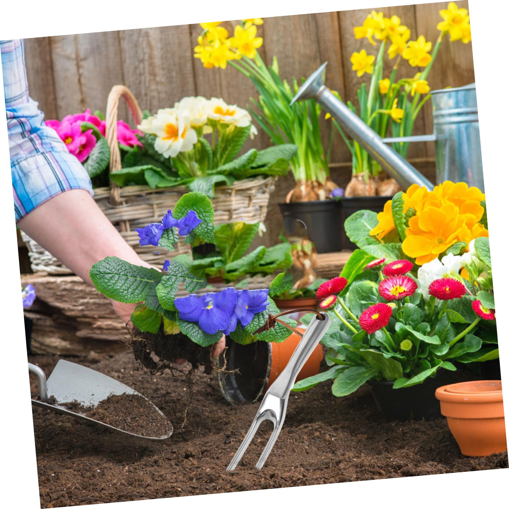 NUOBESTY 3 Stück Handrechen Rechen Gartenarbeit Gartenrechen Mini Unkrautstecher Gartengeräte Heckenstecher Landschaftsbau Bodenlockerung Rechen Stiel Rechen Gartengrubber