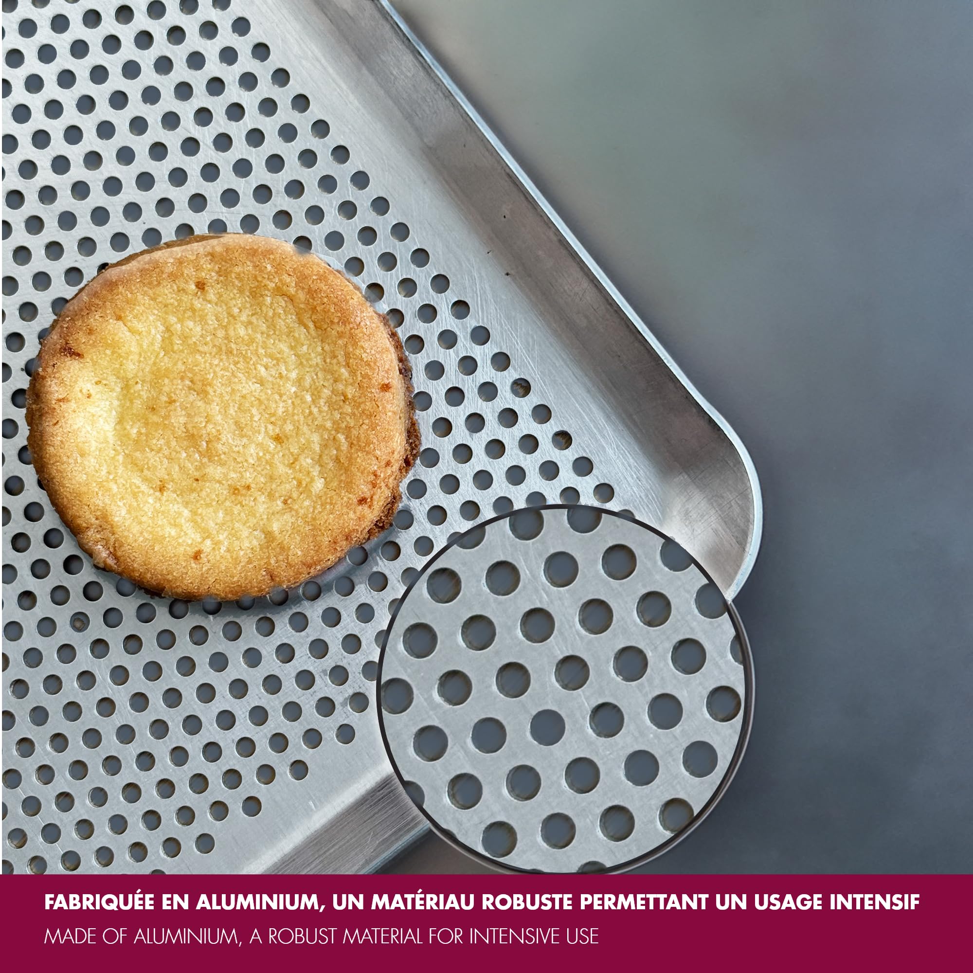 GOBEL - Plaque Pâtissière Perforée - Plaque de Cuisson - Aluminium - Micro-Perforations - Fabriquée en France - 40x30x1 cm