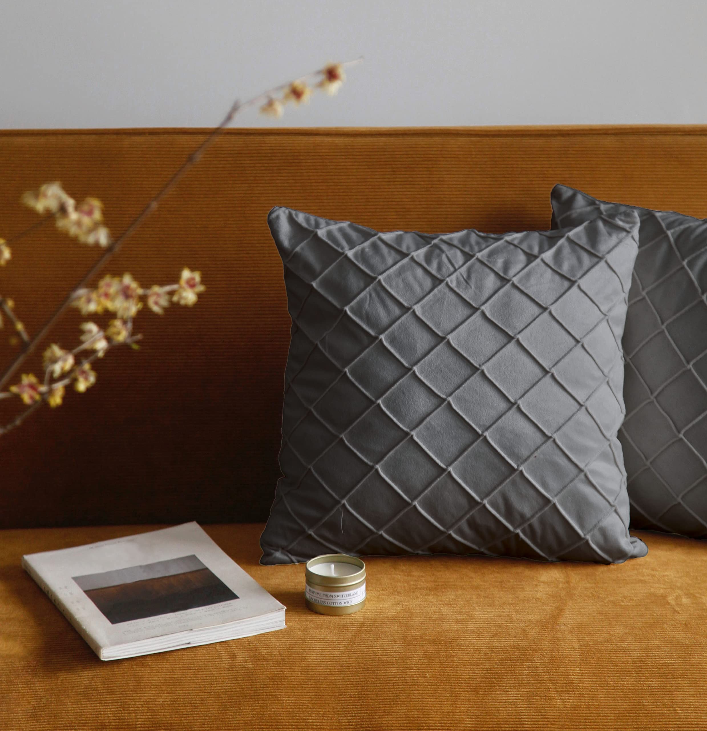 Pagnanno. Grey Set Of 4 Soft Velvet Cushion Covers 45X45cm(18X18 Inches) Squares Throw Pillowcases Cushion Covers For Chairs,Living Room,Bedroom With Invisible Zipper (18"X18" (Pack Of 4), )