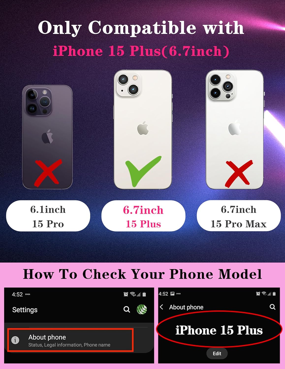Goocrux (2in1 for iPhone 15 Plus Case Sun and Moon Women Girls Cute Cover Girly Stars Cool Space Unique Esthetic Design with Slide Camera Cover+Ring Stand Holder for iPhone 15 Plus Phone Case 6.7'' - Image 2