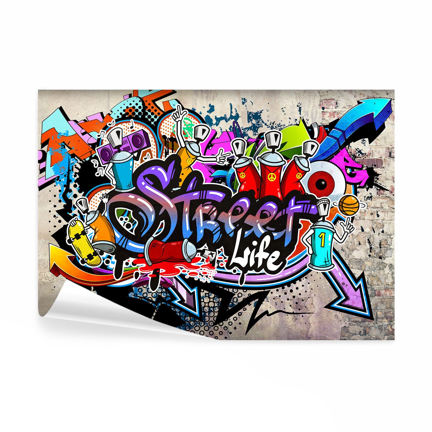 Papier Peint Panoramique Graffiti Coloré Intissé 350x256 cm Grand Format