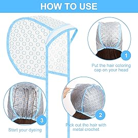 3 Sets Hair Coloring Kit, Includes PVC Hair Coloring Caps with Styling Tools, Disposable Dye Shawl, Gloves, Brushes for Dyeing(Blue)
