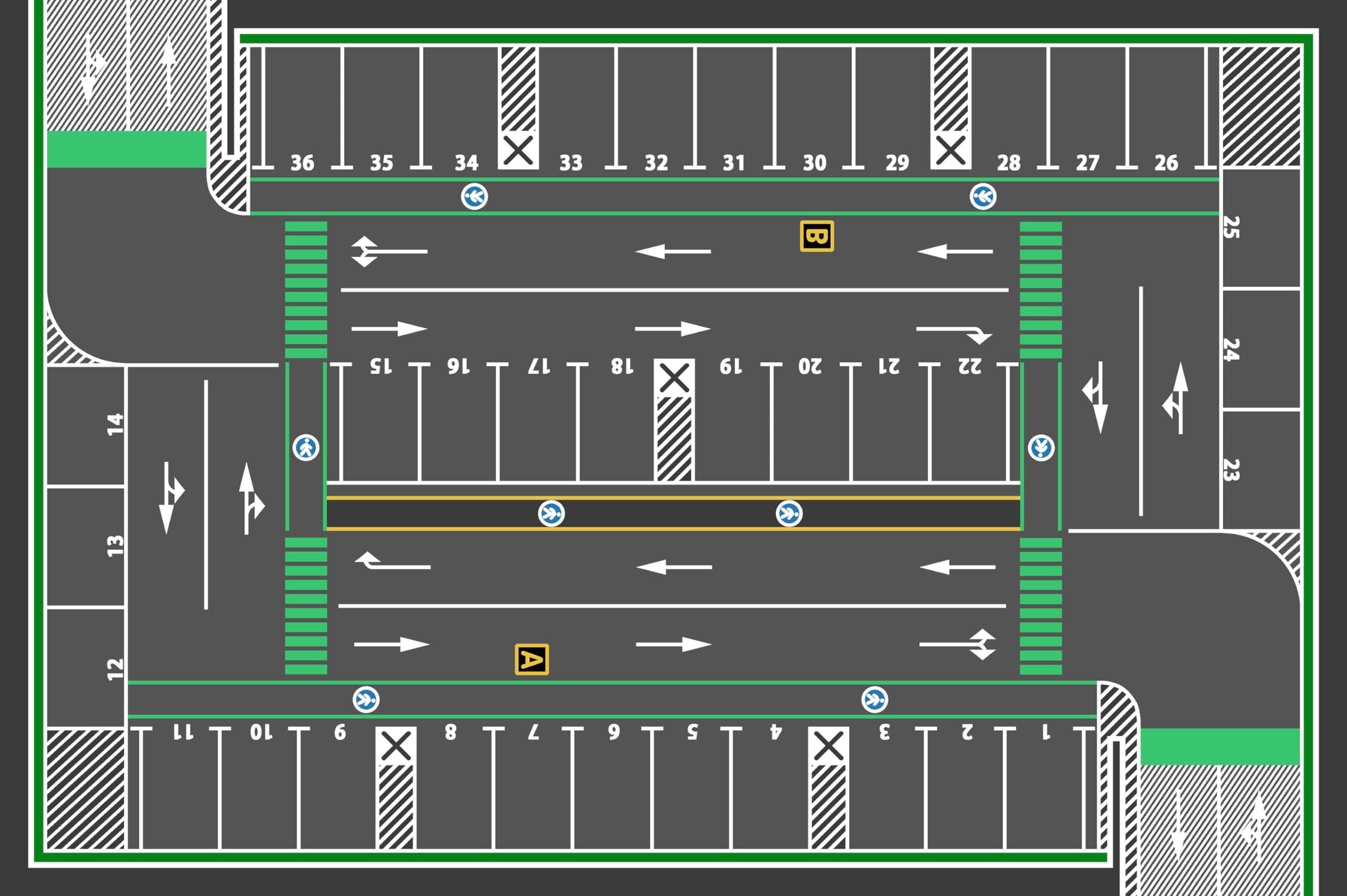 HUAHOO Kids Carpet Playmat, Car Rug for Toy Cars and Trains, Non-Slip Play Mat for Playroom & Classroom (Parking, 32x47in)