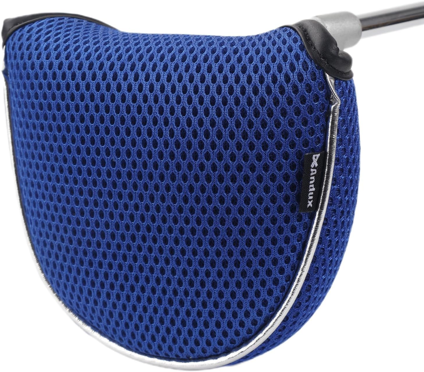Andux Mesh Heel-Shafted Mallet Putter Cover Golf Putter Head Covers Blue, Semicircle MT/TG13