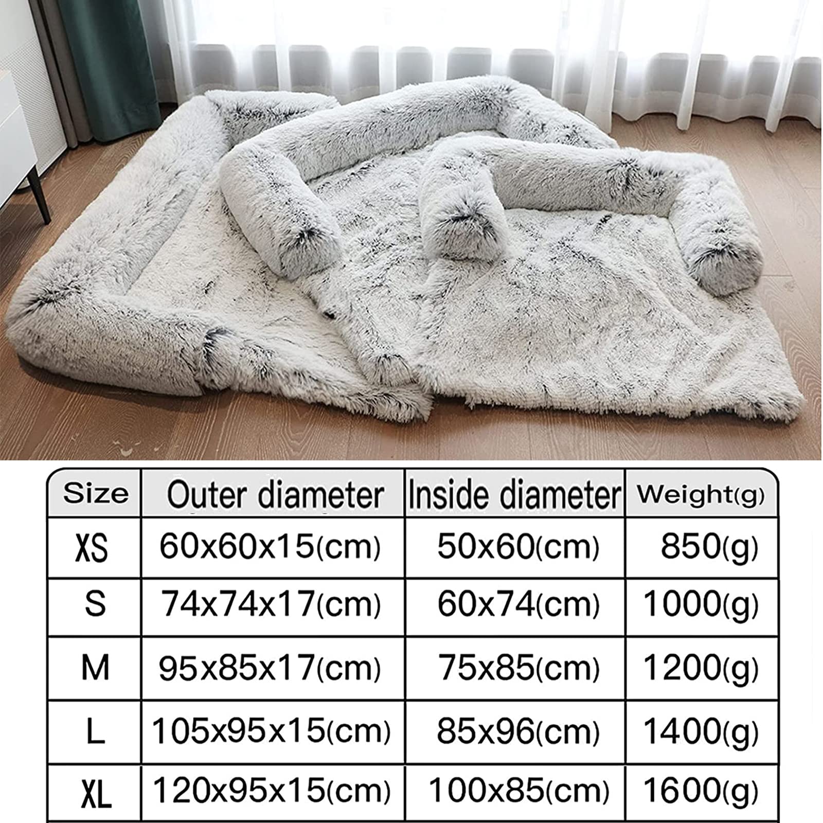 Camas Comfy para Perro, Cestas para Perro Desenfundable, Cojín Suave para Perro Lavable, Alfombra de Peluche para Mascotas, Ideal para Cesta Cama Perro, Niche, Coche (L, Gris)