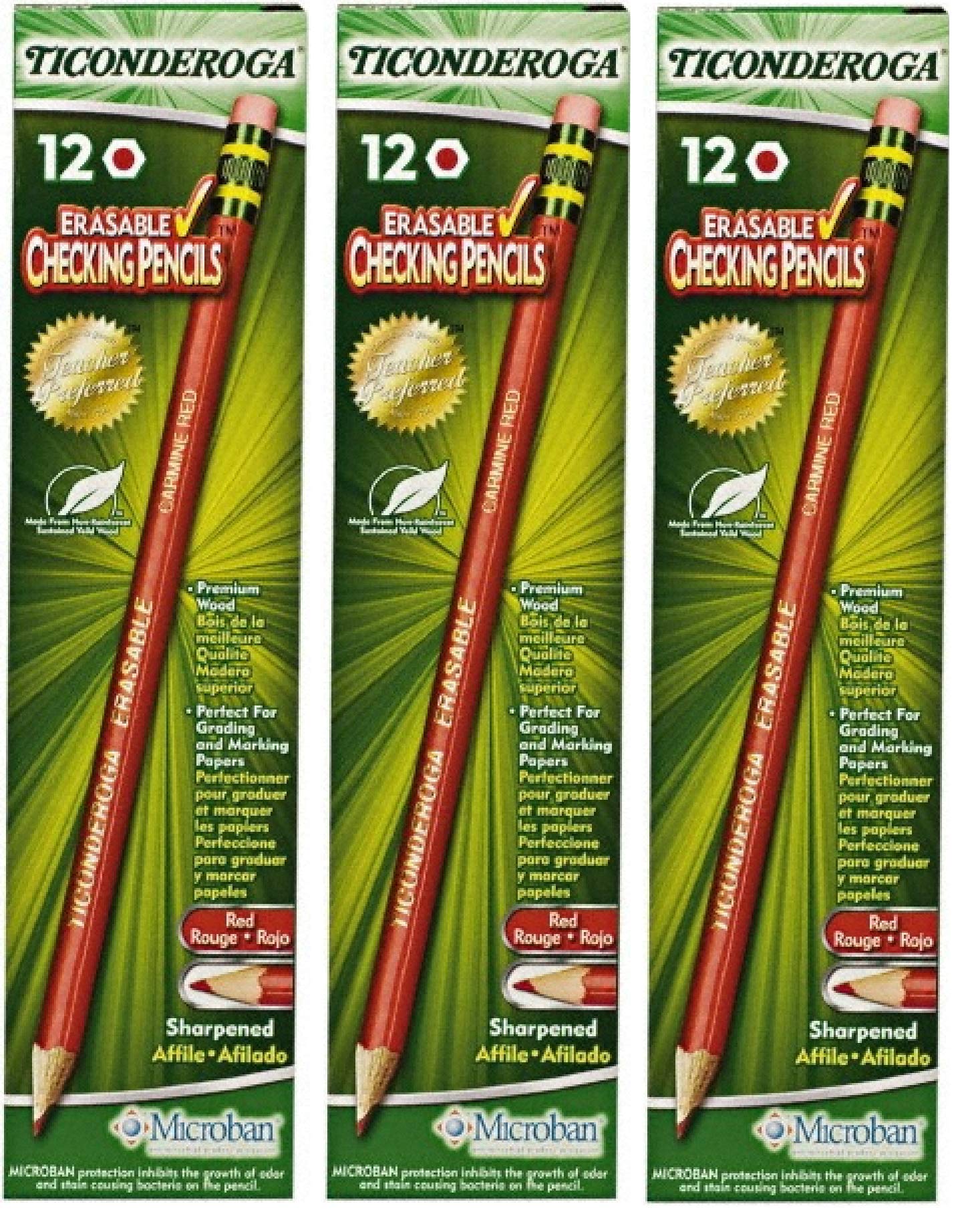 Amazon.com: 3 X Ticonderoga Erasable Checking Pencils, Eraser