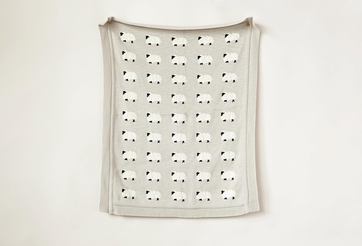 Creative Co-Op Grey Cotton Knit Sheep Blanket - Image 4
