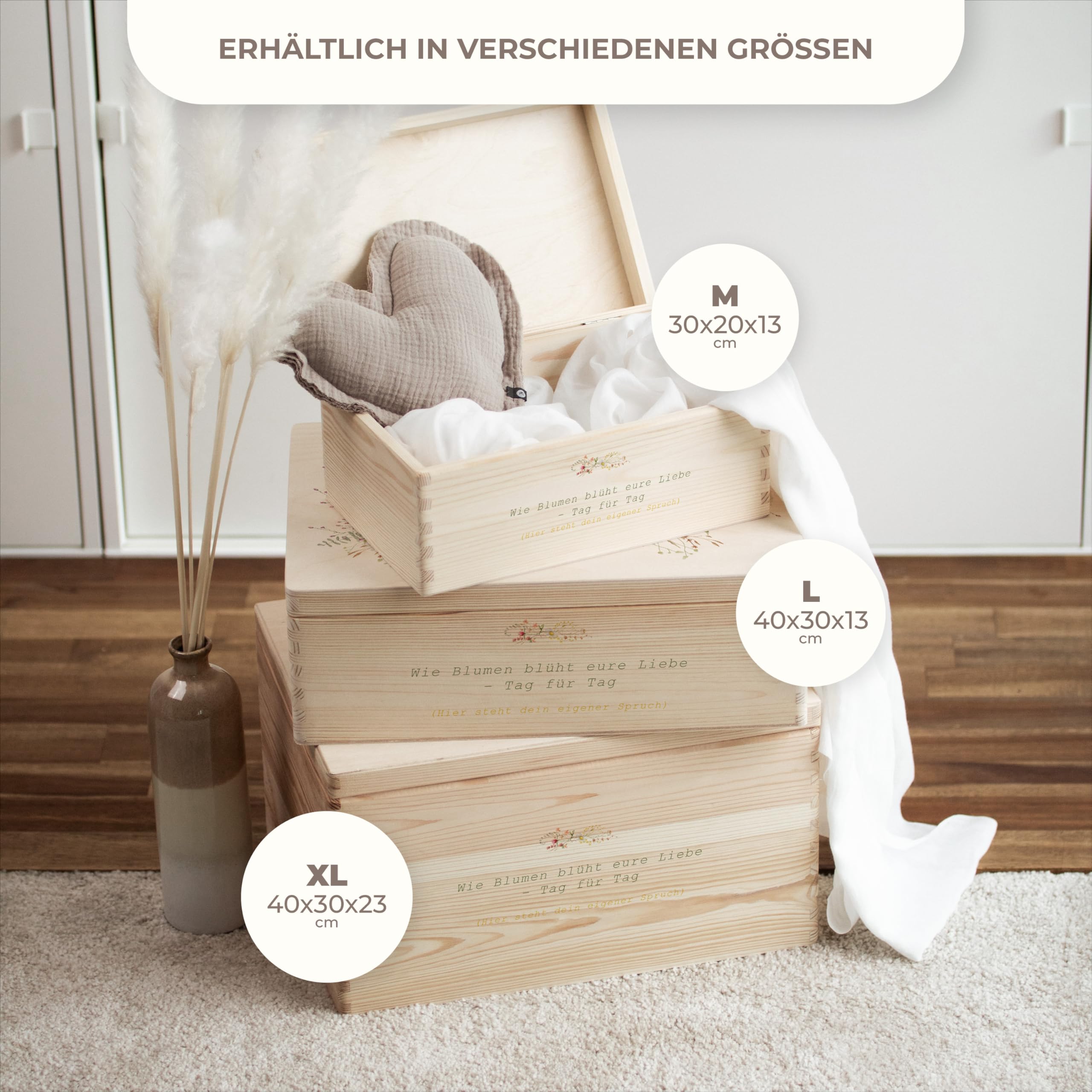 Amari ® Personalisierte Erinnerungsbox aus Holz | Blütenmeer | Individuelles Hochzeitsgeschenk Erinnerung Hochzeit Personalisiertes Holzkiste