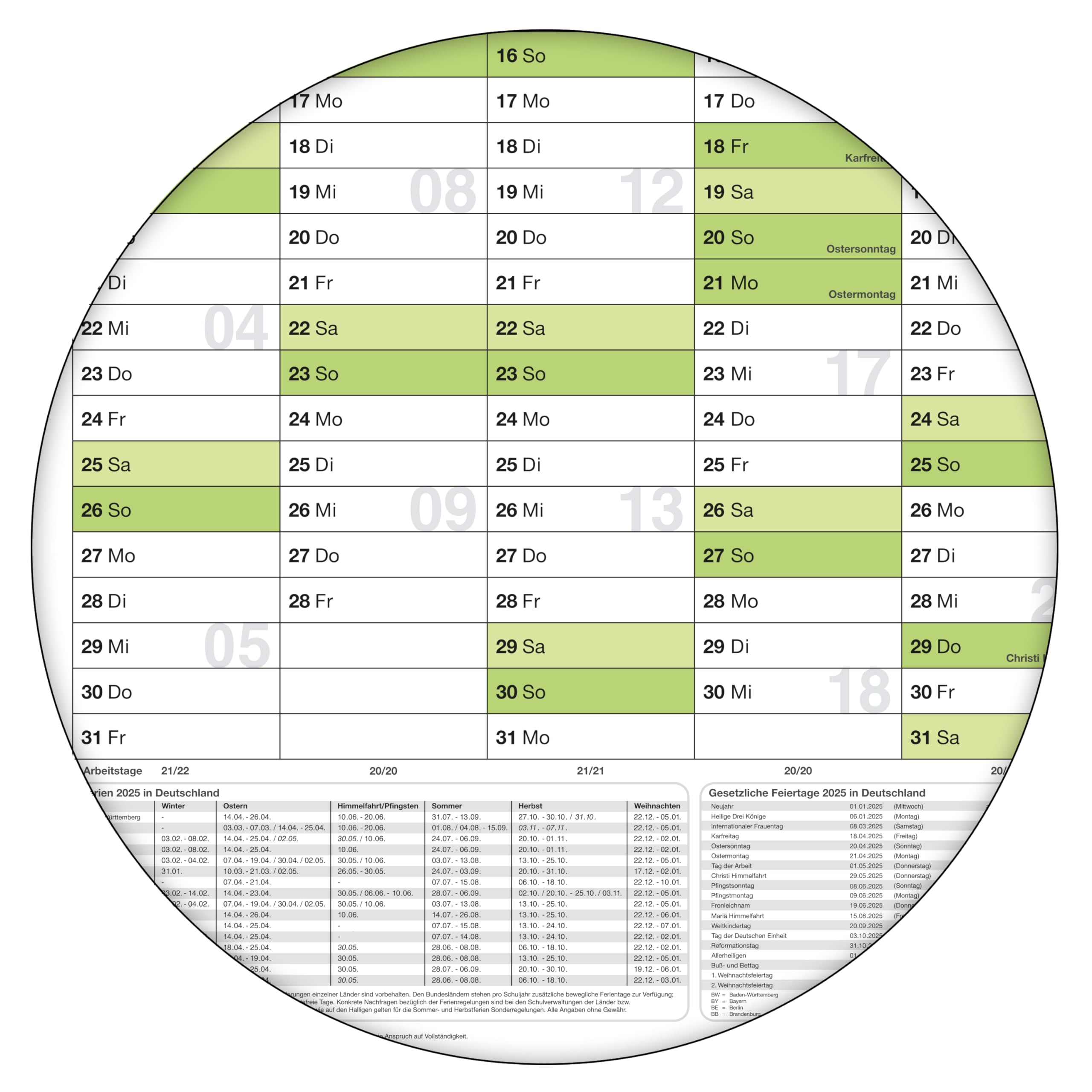 Calendrier Mural 2025 XXL - 74.2x52.5cm, Jours Fériés Français, Autocollants Inclus