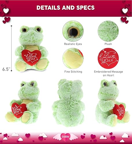 Miniatura 3 de DolliBu I Love You - Rana de peluche de San Valentín con corazón rojo y nombre, regalo personalizado para el día de San Valentín, cumpleaños,