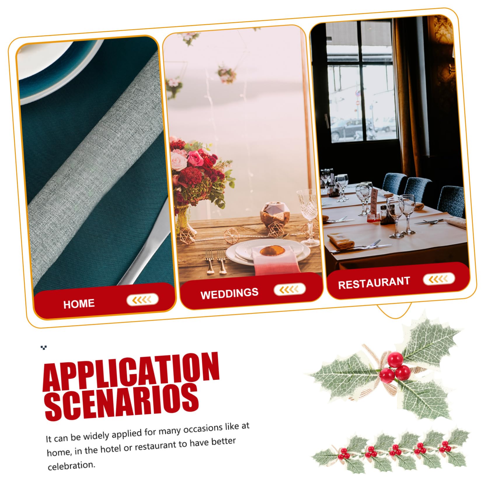 Ciieeo Pz portatovaglioli natalizi porta anelli per natale tovagliolo a foglia verde decorazioni casa decorazioni natalizie arredamento matrimonio decorazioni Bomboniere Schiuma rosso