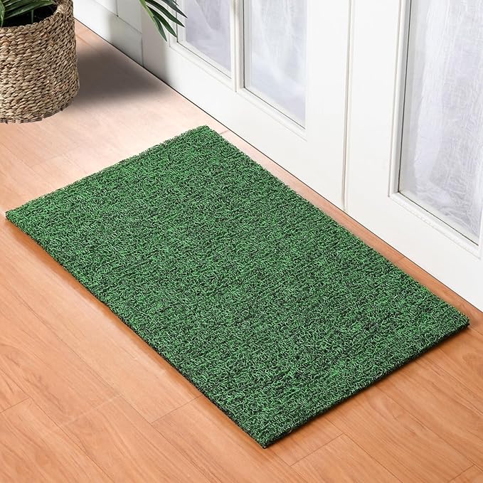 LAKSH INTERNATIONAL Artificial Grass Mat 25 MM Density Soft and Durable for Bedroom, Door Mat, Balcony, Shop, Floor, Garden (Solid) (Medium)