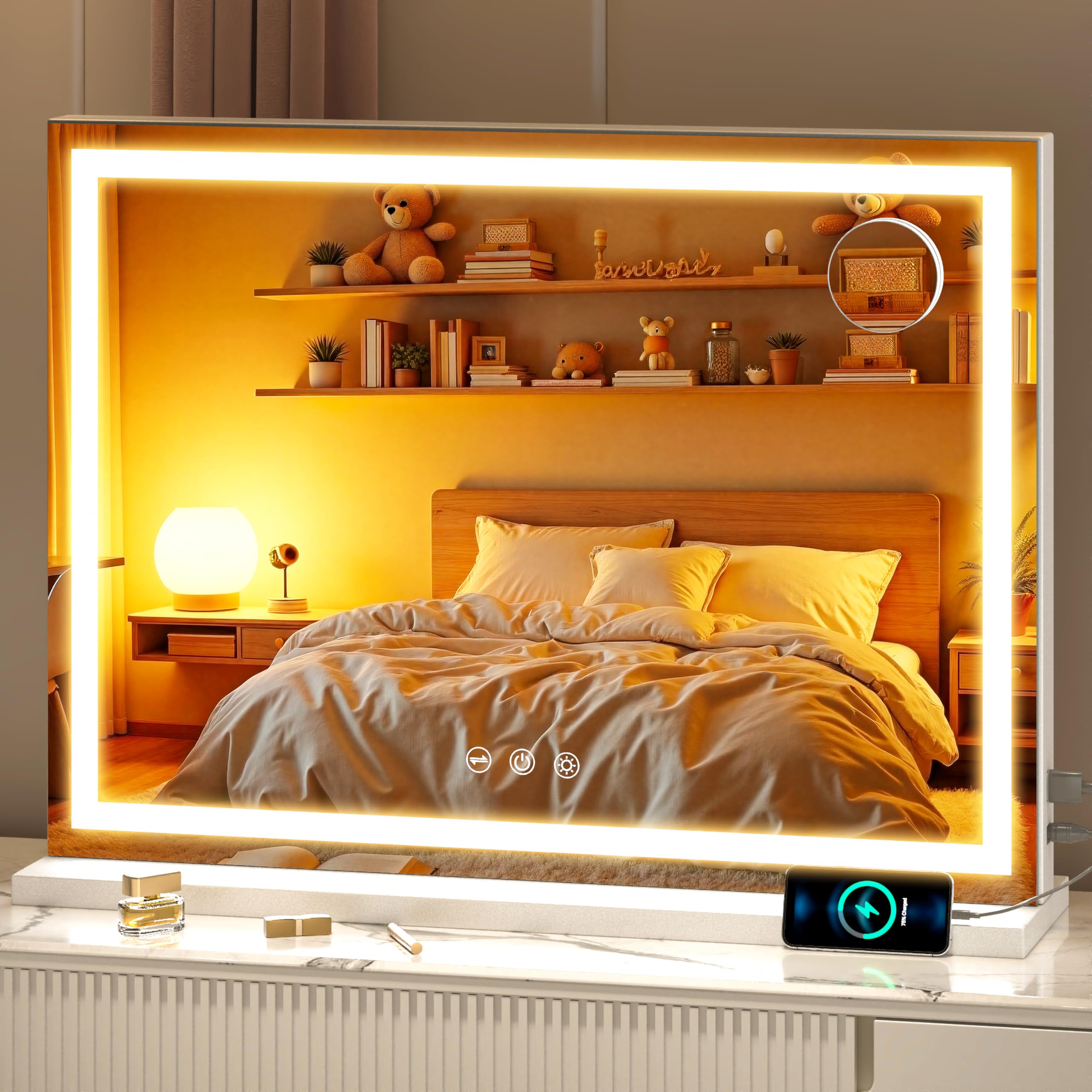 Batuso 70 x 50cm LED Makeup Vanity Mirror White — image 1