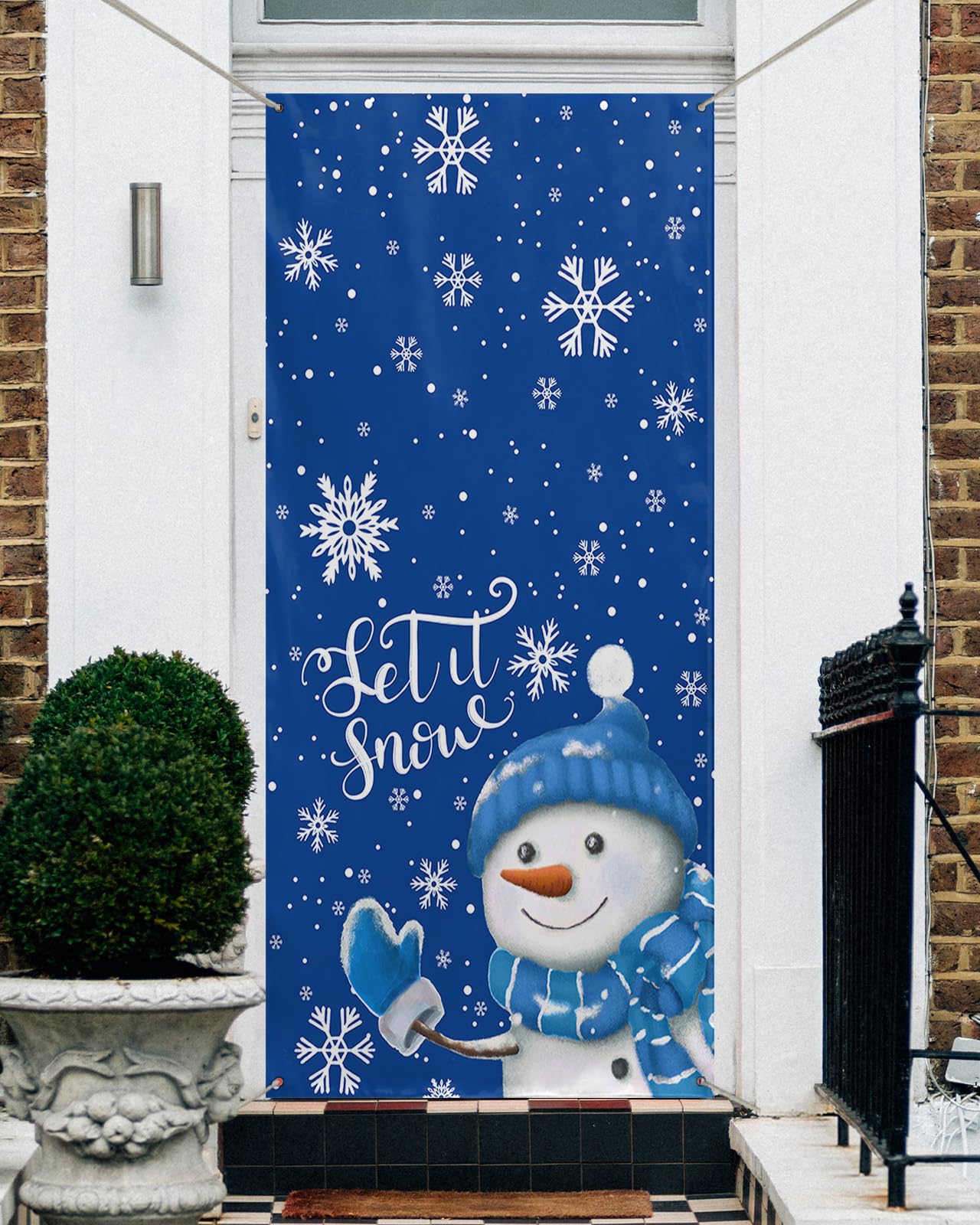 Puerta Decorada De Mono De Nieve Puerta Decorada De Mono De Nieve