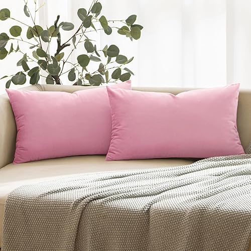 Miniatura 7 de ANRODUO Paquete de 2 fundas de almohada decorativas de terciopelo café oscuro, fundas de cojín europeas, suaves, rectangulares, acogedoras,