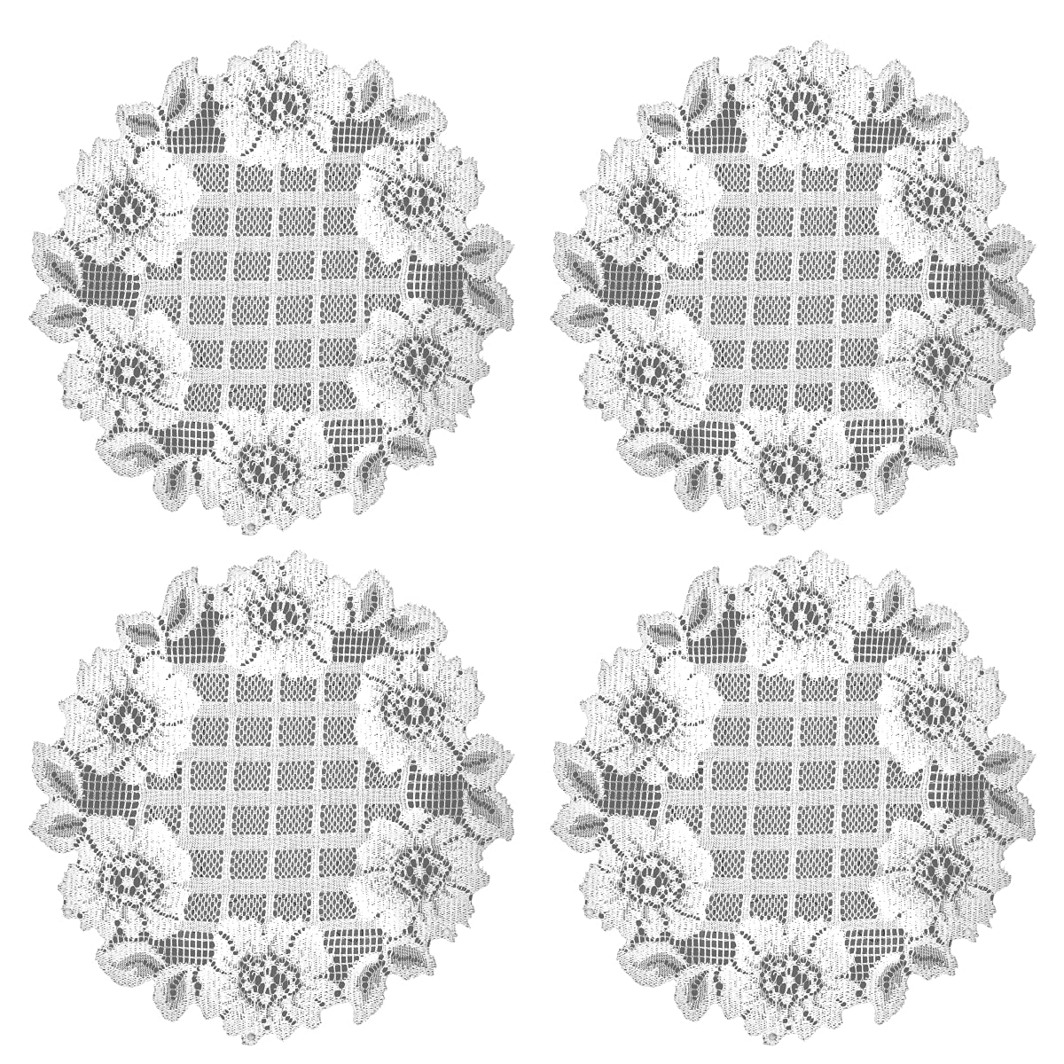 Heritage Lace FT-0900W-S 9 in. Floral Trellis Round Doilies, White - Set of 4