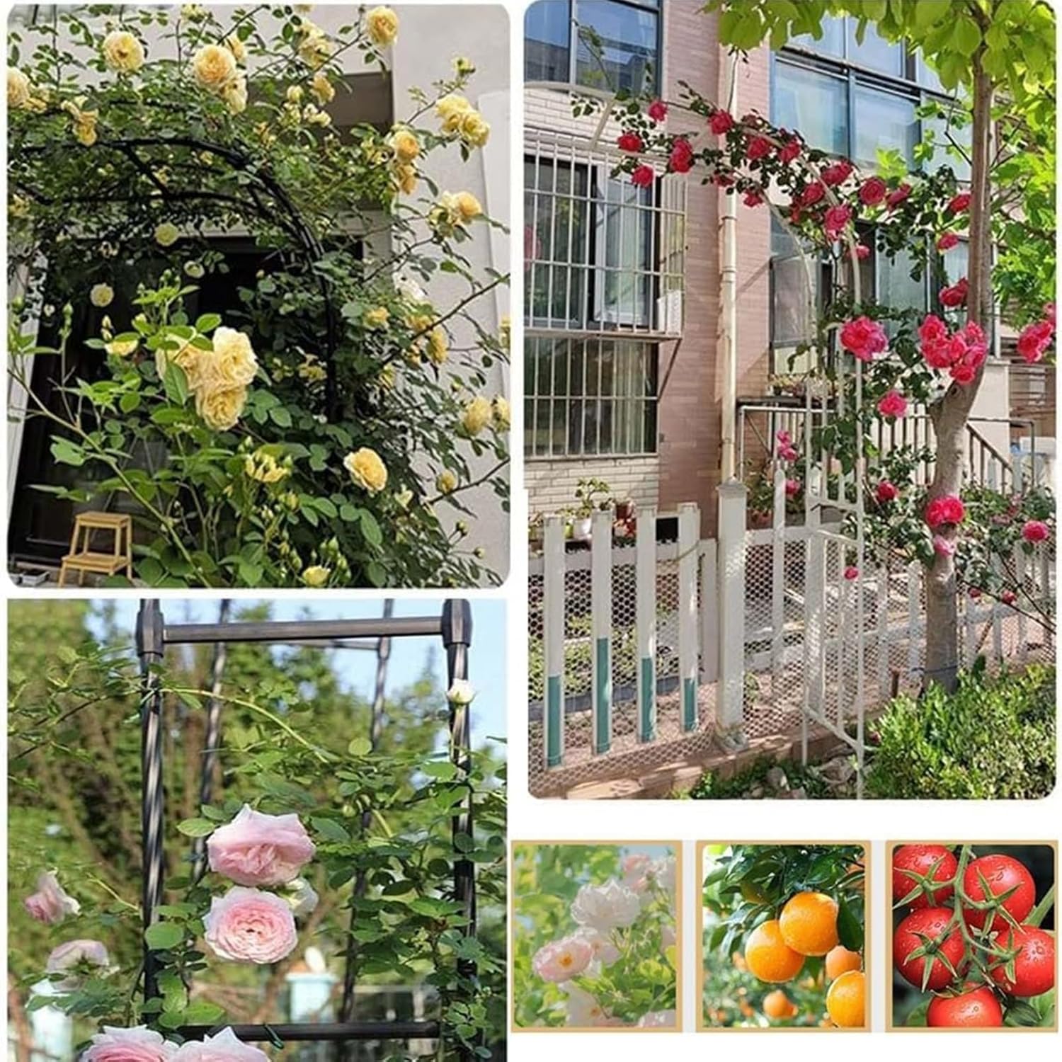 Half Arch Trellis for Climbing Plants, Steel Garden Arbor, Great for Weddings, Lawn Parties, Gardens, Flowers, Vines, and Outdoor Decorations, Assemble Freely(Green,23x15.7x94.5in)
