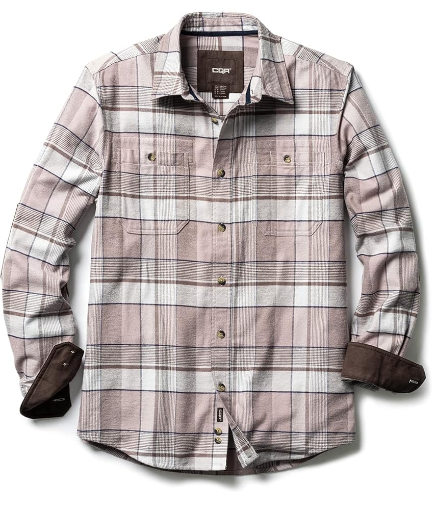 Amazon.com: CQR Men's 100% Cotton Plaid Flannel Shirt, Long