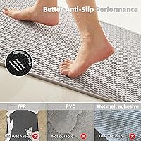 Vista 4 de Bathroom Rugs Non Slip Washable, Super Absorbent Thin Bath Mat Small Quick Dry Low Pile Bathroom Rug, Light Grey 16"x24