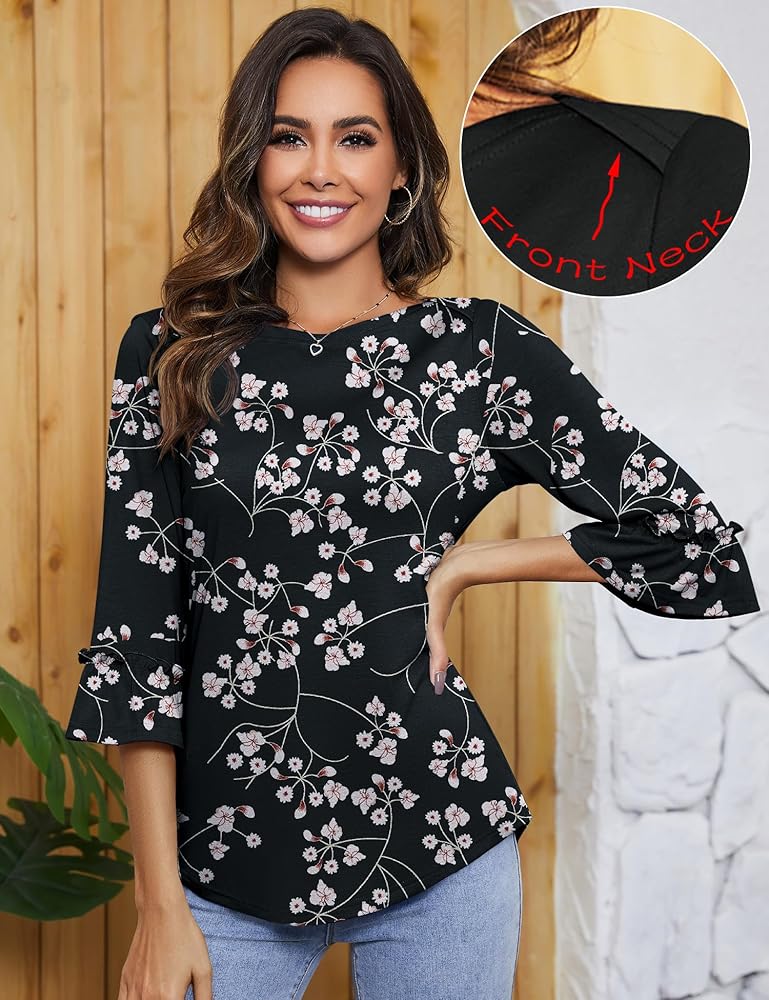 Kistore Womens Tops Casual 3/4 Sleeve Tunic Tops Loose