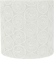 Vista 23 de Aspen Creative 31234A pantalla para lámpara de transición en forma de cilindro con diseño de araña en blanco y patrón de círculos plateados, 20,3 cm