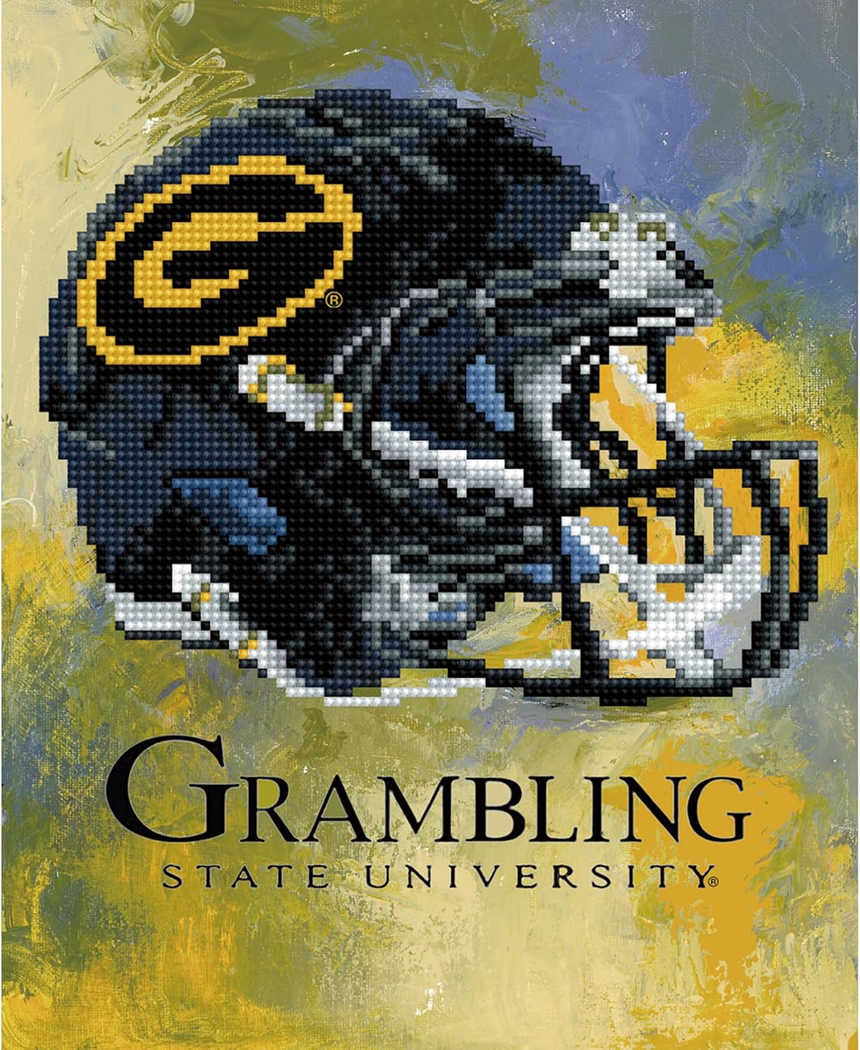 Sporticulture NCAA Grambling Diamond Painting Craft Kit – Officially Licensed DIY Fan Art, Includes Pre-Sorted Gems, Stylus, Tray, and Instructions – Perfect for Framing and Display