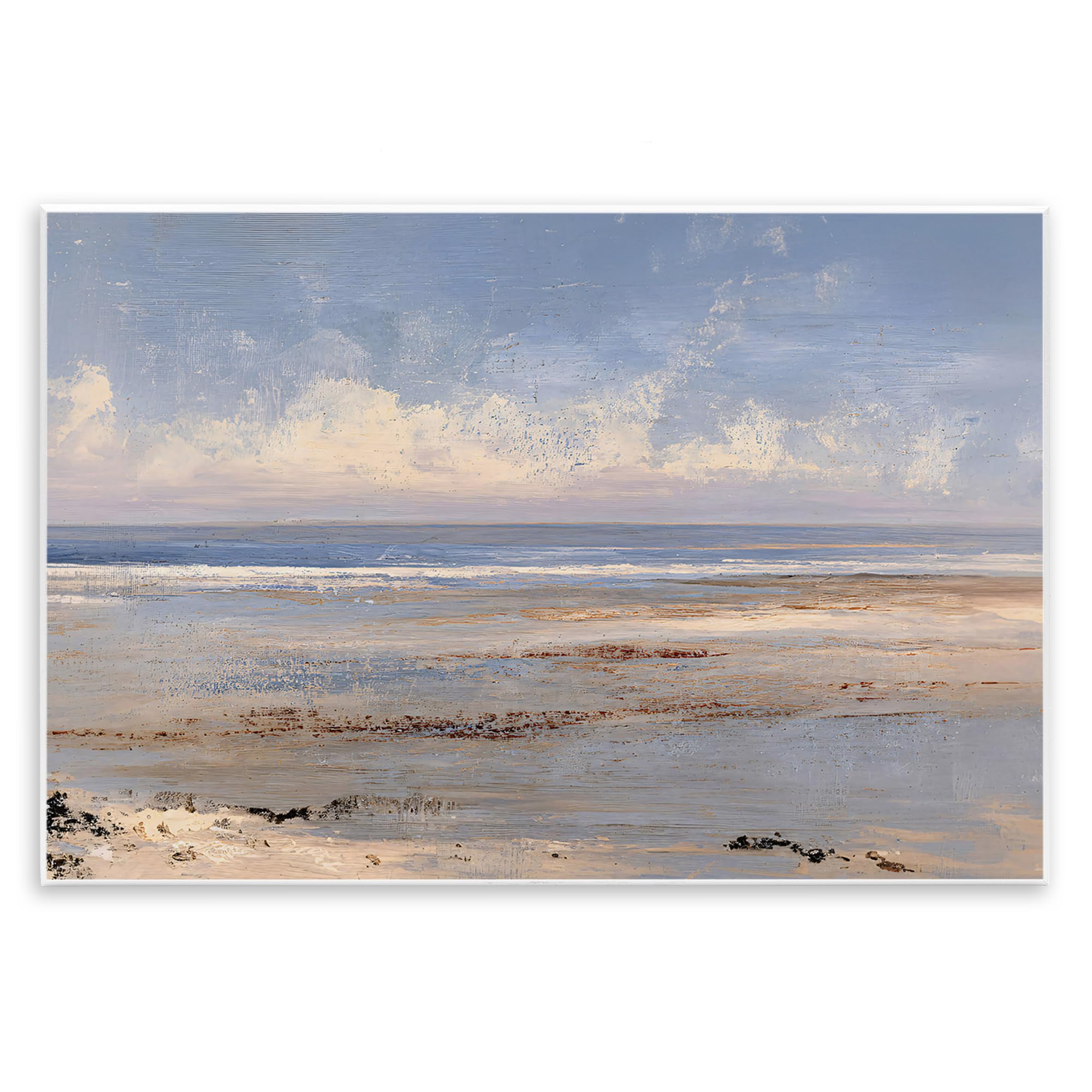 Stupell Industries 'Rustic Ocean Horizon Impression', Wall Plaque Art, 19 x 13 Inches, Easy to Hang and Sturdy, Made in USA, by Jacky Ngan