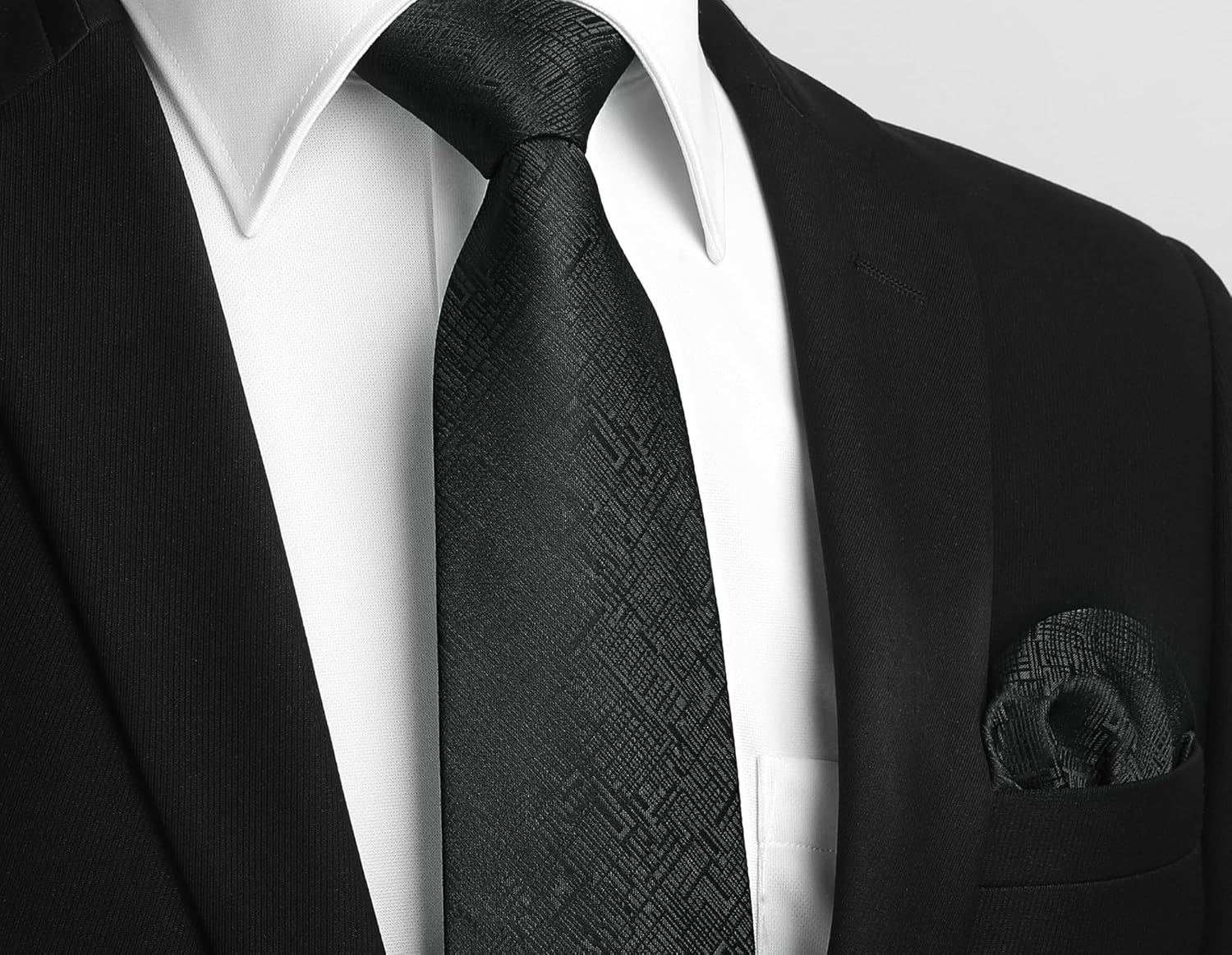 HISDERN Ties for Men Solid Houndstooth Neckties Handkerchief Formal Business Tie & Pocket Square Set Wedding Party - Image 2