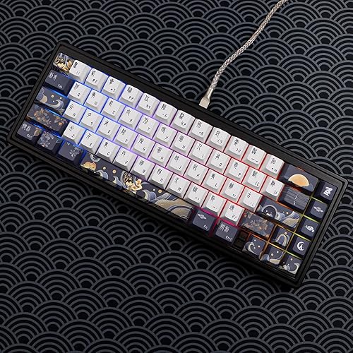 Miniatura 3 de JSJT Teclas PBT 136 Teclas Perfil Cherry Juego de Teclas Temáticas de Chang'e y Conejo Teclas de Estilo Antiguo Azul Zang Teclas Personalizadas