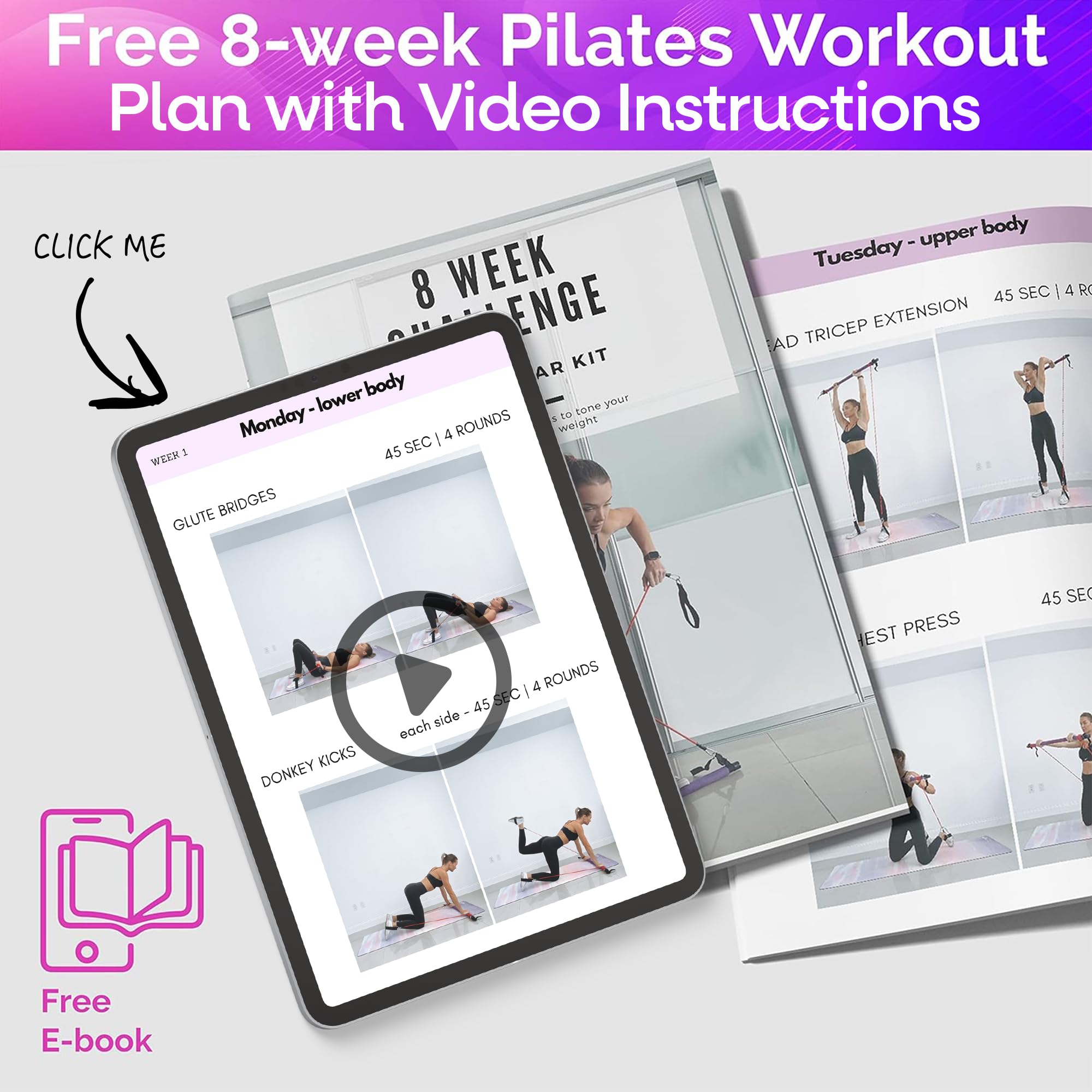 At Home Pilates Kit Portable Pilates Bar Kit With Resistance Bands